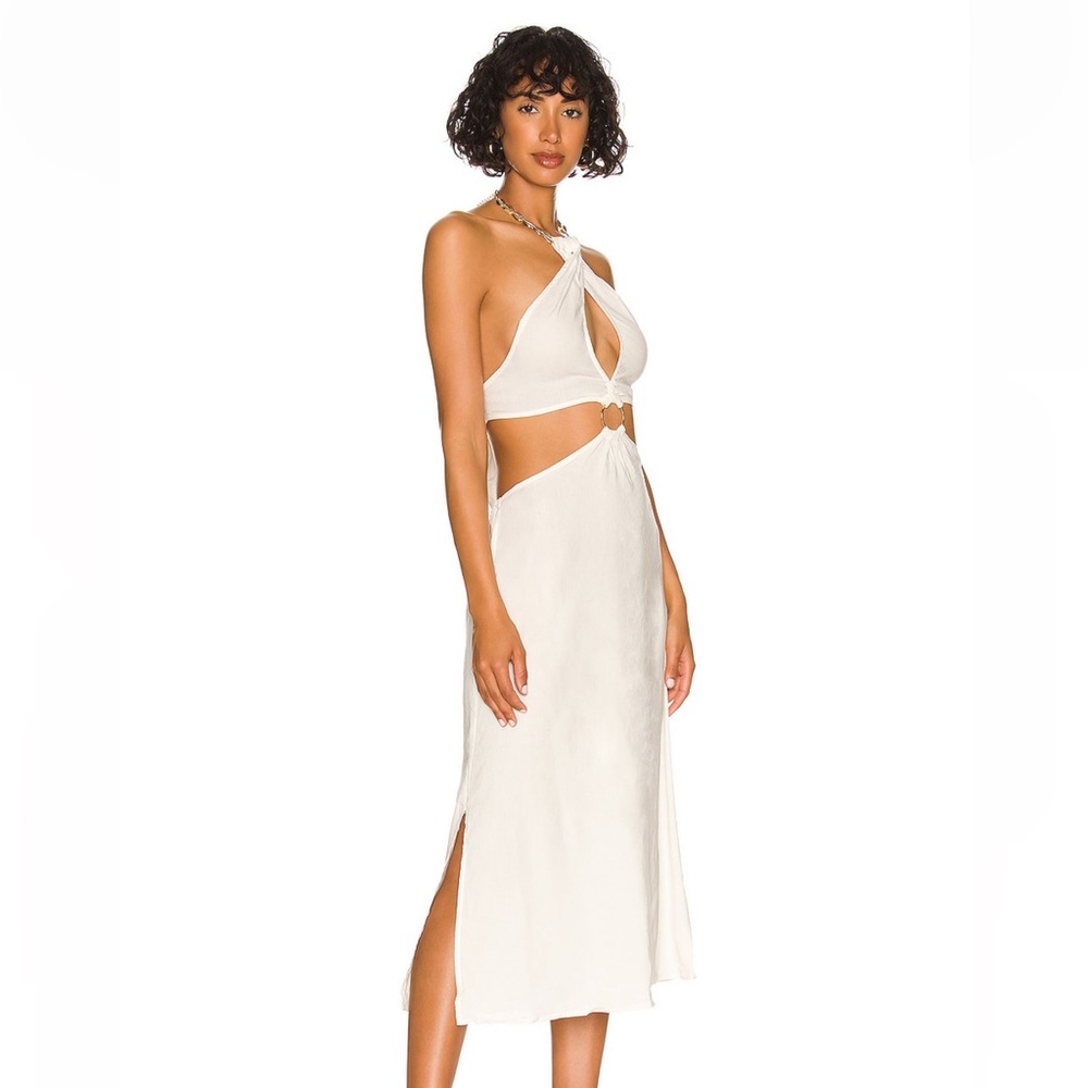 Shell Chain Halter Midi Dress